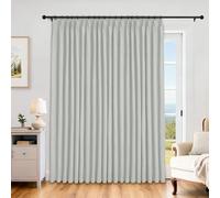 Macochico Extra Wide 100% Blackout Sliding Door Curtains, Light Grey Pinch Pleated Linen Drapes For Bedroom Living Room Farmhouse, Shabby Chic Drapery With Tieback, 100”Wx102”L, 1 Panel