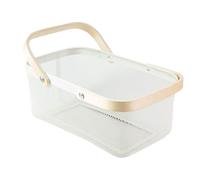 MACOIOR Portable Garden Basket-Mesh Design Natural Bamboo Handle Wire Storage Baskets,Mesh Basket with Handle Organize Items Reduce Space Occupation,Suitable for Kitchen,Garden,Picnic(White)