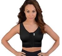 MACOM Comfort Bra - Front Closure Post Surgery Compression Bras - Adjustable Straps and Shoulders - Wirefree - Size Small (32) - Colour Black