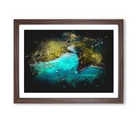 Maconde Point Baie Du Cap In Mauritius Paint Splash Modern Art Framed Wall Art Print, Ready to Hang Picture for Living Room Bedroom Home Office Décor, Walnut A4 (34 x 25 cm)