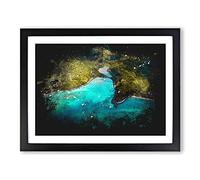 Maconde Point Baie Du Cap In Mauritius Paint Splash Modern Art Framed Wall Art Print, Ready to Hang Picture for Living Room Bedroom Home Office Décor, Black A4 (34 x 25 cm)