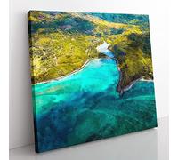 Maconde Point Baie Du Cap In Mauritius Painting Modern Canvas Wall Art Print Ready to Hang, Framed Picture for Living Room Bedroom Home Office Décor, 50x50 cm (20x20 Inch)