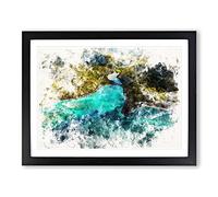 Maconde Point Baie Du Cap In Mauritius Watercolour Modern Framed Wall Art Print, Ready to Hang Picture for Living Room Bedroom Home Office Décor, Black A4 (34 x 25 cm)