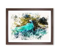 Maconde Point Baie Du Cap In Mauritius Watercolour Modern Framed Wall Art Print, Ready to Hang Picture for Living Room Bedroom Home Office Décor, Walnut A4 (34 x 25 cm)
