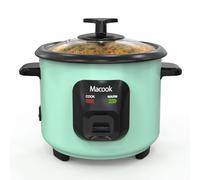 Macook Small Rice Cooker, 0.6L, 3 Cups Uncooked Rice, for 1-6 People | One-Touch Operation, Auto Cook & Keep-Warm, Easy Clean, Non-Stick, BPA-Free, Double-Layer; Includes Cup, Paddle & Glass Lid
