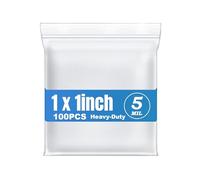 Macoota 5 Mil Clear 1" x 1" Small Plastic Bags Mini Resealable Zip Seal Lock Poly Baggies With Zipper Jewelry Coin Pills Packing 100 PCS Thick