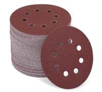 MACORI 100PCS 5 Inch 8 Hole Sanding Discs 80Grit, Red Round Hook and Loop Sandpaper for Random Orbital Sander