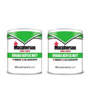 Macpherson Trade Acrylic Durable Matt Paint Brilliant White 2.5L Pack Of 2