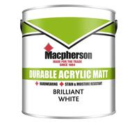 Macpherson Trade Durable Acrylic Matt Paint Brilliant White 5L Pack of 2 - 1