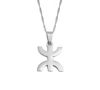 Macracrua 2.3CM Africa Berbers Symbol Pendant Necklaces African Berber Kabyle Style Amazigh Jewelry for Women Men(Silver Color,45cm)