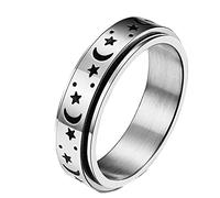 Macracrua 6mm Spinner Rings For Men Women Anxiety Relief Accessories Star Moon Wedding Rings Party Gift Normal Silver 6