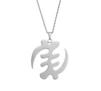 Macracrua 7.2cm Africa Symbol Pendant Necklaces Women Men Stainless Steel Adinkra Gye Nyame Ancient Egypt Jewelry Ghanaian(Silver Color,45cm)
