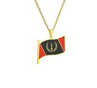 Macracrua African American Flag Pendant Necklaces for Women Men Stainless Steel Jewelry(Gold Color,60cm)