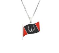 Macracrua African American Flag Pendant Necklaces for Women Men Stainless Steel Jewelry(Silver Color,60cm)