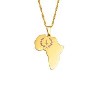 Macracrua African American Heritage Flag Pendant Necklaces for Women Girls Jewelry Africa Maps Jewelry(Gold Color,45cm)