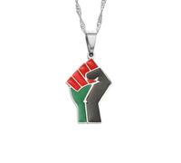 Macracrua African Fist Symbol Pendant Necklaces Stainless Steel Jewelry for Women Africa Cultural Chain Accessory For Men(Silver Color,45cm)