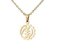 Macracrua African Symbol Pendant Necklaces Gold Color Stainless Steel Adinkra Gye Nyame Ethnic Jewelry Ghanaian(2cm Gold Color,50cm)