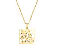 Macracrua Ancient African Traditional Culture Gye Nyame Symbols Ancient Egypt Pendant Necklaces Stainless Steel Jewelry(Gold Color,45cm)