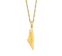 Macracrua Arabic and Hebrew Israel Map Pendant Necklaces Women Israeli Jewelry For Men(Gold Color,45cm)