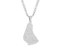 Macracrua Barbados Map Flag Pendant Necklaces For Women Men Barbados Maps Caribbean Sea Jewelry Patriotic Bajan Travel Souvenir Gift (Style B,Silver Colour,45cm Chain)