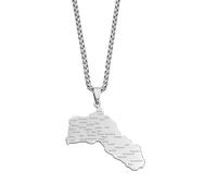 Macracrua Big Size Charms Kurdistan Pendant Necklaces Women Men Stainless Steel Kurdish Jewelry(Silver Color,60cm or 23.6 Inches)