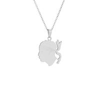 Macracrua Corsica Flag Pendant Necklaces Sardinia Jewelry for Women Men Stainless Steel Corse Sardegna Jewellry Gift (Style B,Silver Colour,50cm Chain)