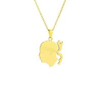 Macracrua Corsica Flag Pendant Necklaces Sardinia Jewelry for Women Men Stainless Steel Corse Sardegna Jewellry Gift (Style B,Gold Colour,60cm Chain)