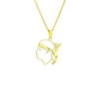 Macracrua Corsica Flag Pendant Necklaces Sardinia Jewelry for Women Men Stainless Steel Corse Sardegna Jewellry Gift (Style A,Gold Colour,60cm Chain)