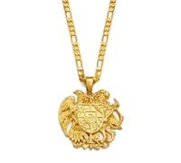 Macracrua Eagle Pendant Necklaces for Women Men Gold Color Silver Color,Armenian coat of Arms Jewelry(Gold Color,45cm)