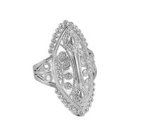Macracrua Ethiopian Gold Color Ring Adjustable for Women,Middle East Dubai Nigeria Bride Wedding Jewelry African Party Item(Silver Color,resizable)
