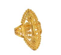 Macracrua Ethiopian Gold Color Ring Adjustable for Women,Middle East Dubai Nigeria Bride Wedding Jewelry African Party Item(Gold Color,resizable)