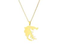 Macracrua Greece Map and Flag Pendants Necklaces For Women Men Stainless Steel Greek Patriotic Jewellry (Style B,Gold Color,60cm Chain)