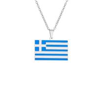 Macracrua Greece Map Flag Pendant Necklace Stainless Steel Greek Patriotic Jewellry Gift for Women Men
