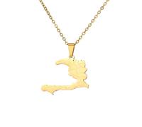 Macracrua Haiti Map Necklace Stainless Steel Pendant Haitian Provinces Port-au-Prince Engraved Jewelry Gift