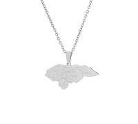 Macracrua Honduras Map Pendant Necklace Stainless Steel Honduran Charm with City Engravings Jewellery for Women Men (Silver Colour,60cm Chain)
