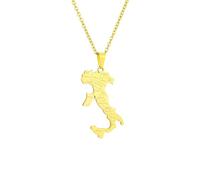 Macracrua Italy Map Pendant Necklace with Sicily & Sardinia For Women Men Stainless Steel Italian Jewelry Gift with City Names (Gold Colour,45cm)
