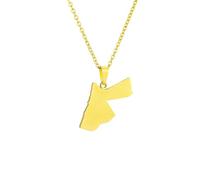 Macracrua Jordan Map Pendant Necklace for Women & Men - Stainless Steel Hashemite Kingdom Jewelry Gift (Gold Color - Flat,60cm)
