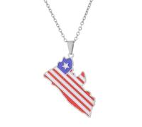 Macracrua Liberia Country Map Flag Pendant Necklaces For Women Men Charm Liberian Maps Jewelry Patriotic Liberian Gift (Silver Colour,45cm Chain)
