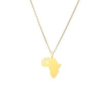 Macracrua Lightweight Africa Map with Amazigh Symbol Pendant Necklace Stainless Steel Berber Heritage Jewelry Minimalist Gift (Style A,Gold Colour,60cm Chain)