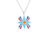 Macracrua Lightweight Assyrian Star Pendant Necklace Stainless Steel Aramaic National Pride Jewellry Unisex Minimalist Gift (Silver Colour,50cm Chain)
