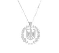 Macracrua Lightweight German Federal Eagle Pendant Necklace with Laurel Wreath German Pride Jewelry Unisex Minimalist Gift (Silver Colour,50cm Chain)