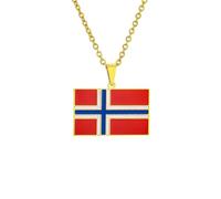Macracrua Lightweight Norway Flag Pendant Necklace Scandinavian Heritage Jewellry for Men Women
