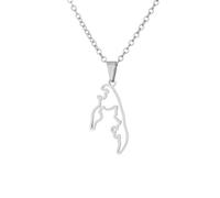 Macracrua Lightweight Tamil Eelam Flag Map Necklace Stainless Steel Tamil Eelam Pride Accessory Unisex Minimalist Gift (Style C,Silver Colour,50cm Chain)