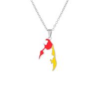 Macracrua Lightweight Tamil Eelam Flag Map Necklace Stainless Steel Tamil Eelam Pride Accessory Unisex Minimalist Gift (Style A,Silver Colour,60cm Chain)