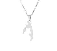 Macracrua Lightweight Tamil Eelam Flag Map Necklace Stainless Steel Tamil Eelam Pride Accessory Unisex Minimalist Gift (Style B,Silver Colour,50cm Chain)