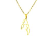 Macracrua Lightweight Tamil Eelam Flag Map Necklace Stainless Steel Tamil Eelam Pride Accessory Unisex Minimalist Gift (Style C,Gold Colour,50cm Chain)