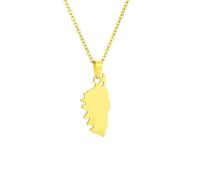 Macracrua Map of The Island of Corsica Pendant Necklace for Women & Men - Stainless Steel Jewelry Gift from The Isle of Beauty (Gold Color - Style B,60cm)