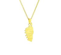 Macracrua Map of The Island of Corsica Pendant Necklace for Women & Men - Stainless Steel Jewelry Gift from The Isle of Beauty (Gold Color - Style A,45cm)