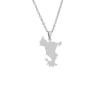 Macracrua Mayotte Map With Emblem Pendant Neckalces for Women Men Stainless Steel Mahore Patriotic Jewellry Travel Souvenir from France (Style B,Silver Colour,60cm Chain)