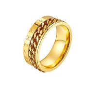 Macracrua Men's Chain Rotating 8mm Ring Band With Viking Rune Odin Norse Text Wedding Stainless Steel Rings For Men Jewelry Gold 8